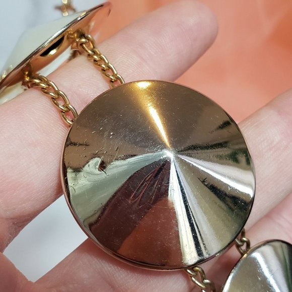 Vintage Signed Hobe Gold tone Pendant Necklace 30" Long Chain Cone Pendant - Picture 4 of 12